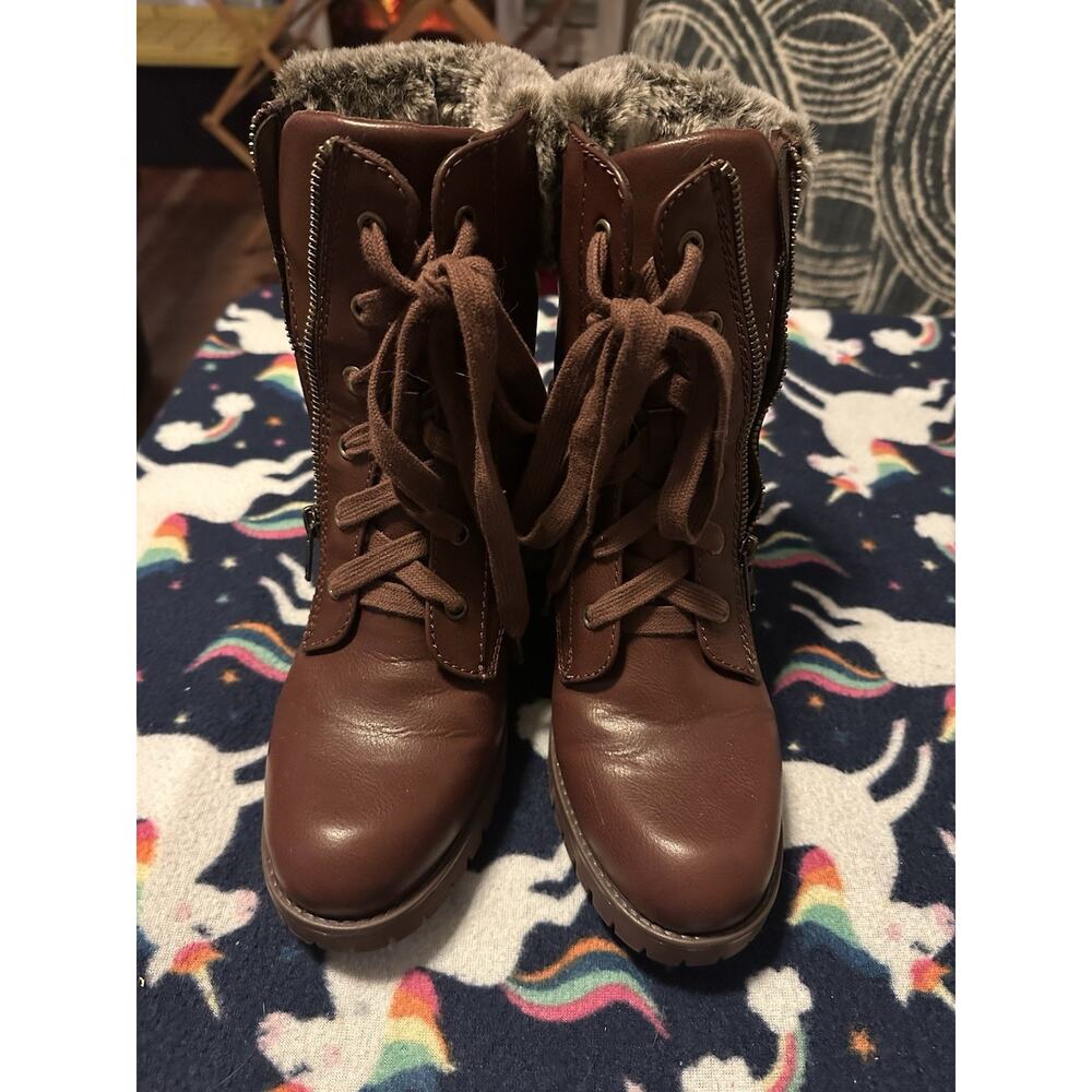 Women’s Size 10M Dress Boot Faux Fur Trim Mia Brown (stitch Fix) Worn 1x - Picture 11 of 11